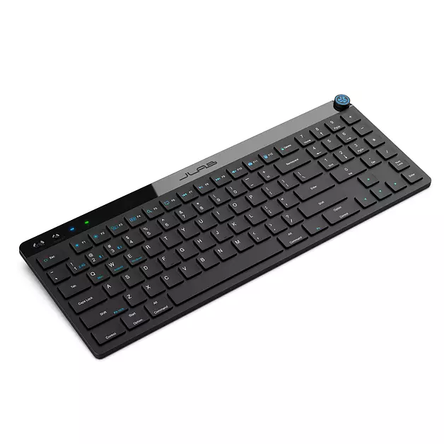 JLab JBuds Wireless Keyboard, 95 Key, Multi-Device Bluetooth and USB dongle, Soft Touch Keys, Media knob, Custom Profiles, Black