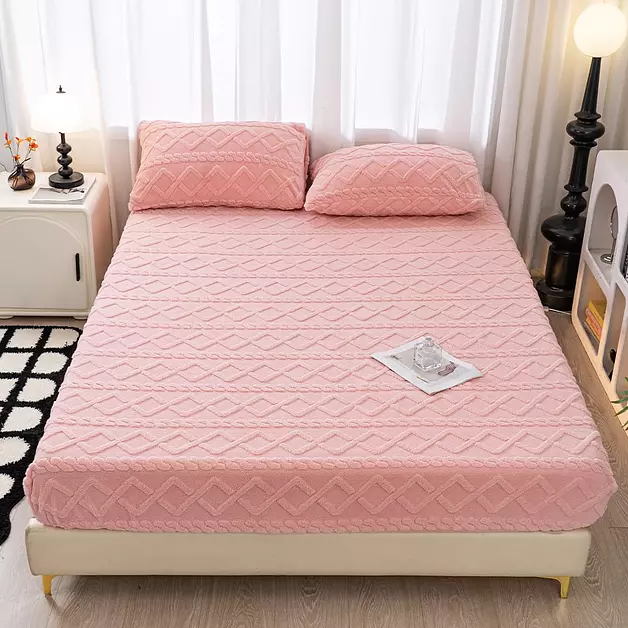 Carlmaya Full Velvet Fitted Sheet and 2 Pillowcases, Deep Pocket Up to 15”