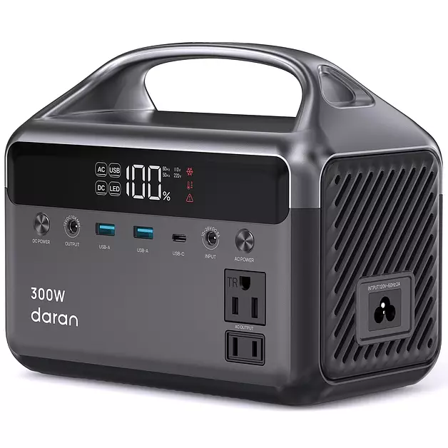 DaranEner Portable Power Station, 300W (Surge 600W) 192Wh Power Bank with 110V AC Outlet, LiFePO4 Battery for Home Emergency, Camping, Travel,& Outdoor Electronics(Option Solar Generator)