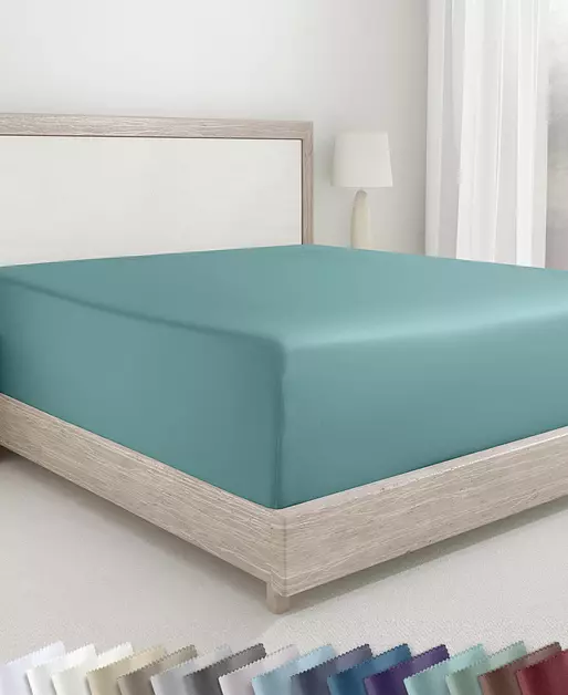 California Design Den Soft 100% Cotton Sateen Twin Size Fitted Sheets, Teal