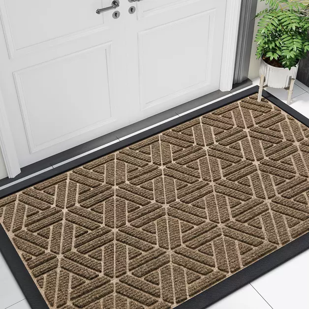 Smiry Front Door Mat Outside Entrance, Low Profile Rubber Doormat, 47x23