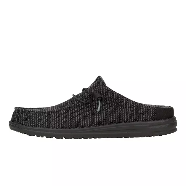 HEYDUDE Wally Slip Stretch Sox Black Size 8, Men’s Shoes, Men's Slip-on Loafers, Comfortable & Light-Weight