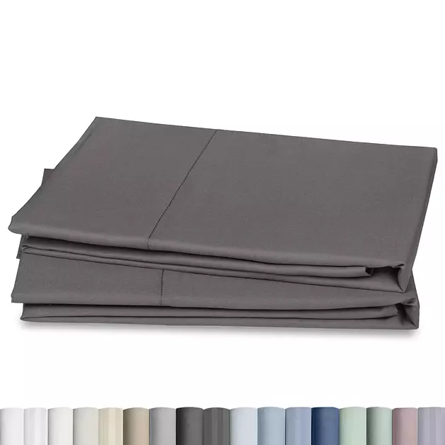 CALIFORNIA DESIGN DEN Soft & Silky 500 Thread Count 100% Cotton is Cool & Smooth, 2 Gray Pillow Cases Queen Fits Standard & Queen Pillows (Dark Gray)