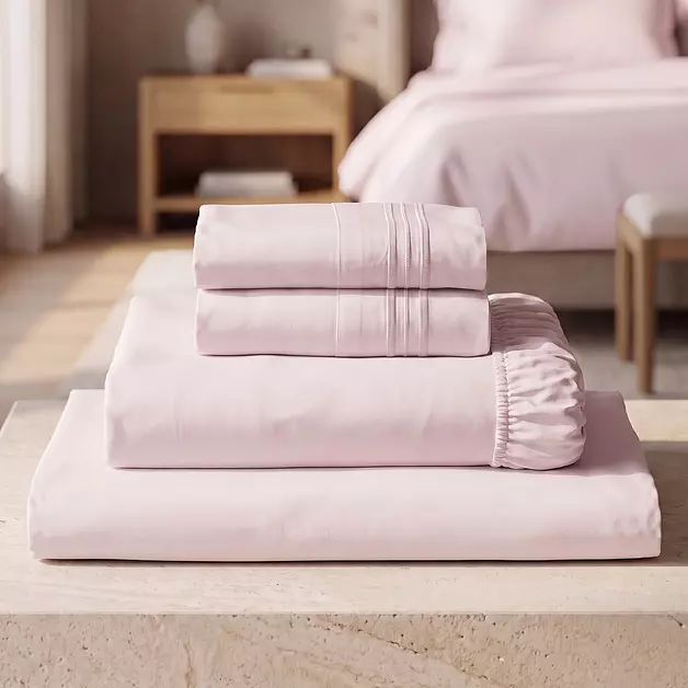Mellanni Iconic 4PC Bed Sheet Set, 21" Extra Deep Pocket (King, Blush Pink)