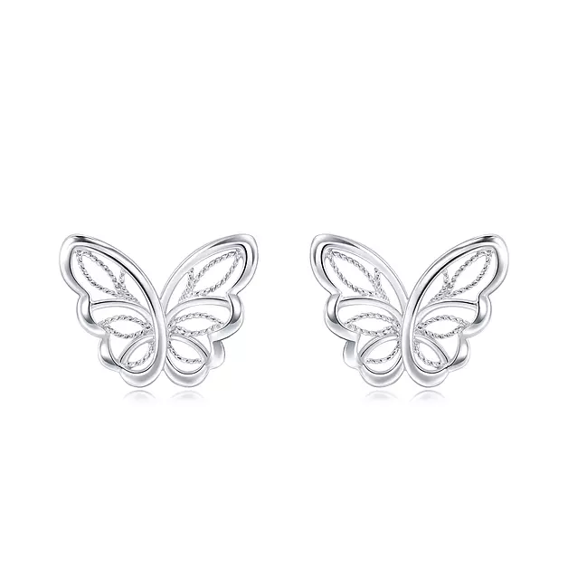 CHOW SANG SANG 950 Platinum Daily Luxe Lace Butterfly Stud Earrings for Women 90255E