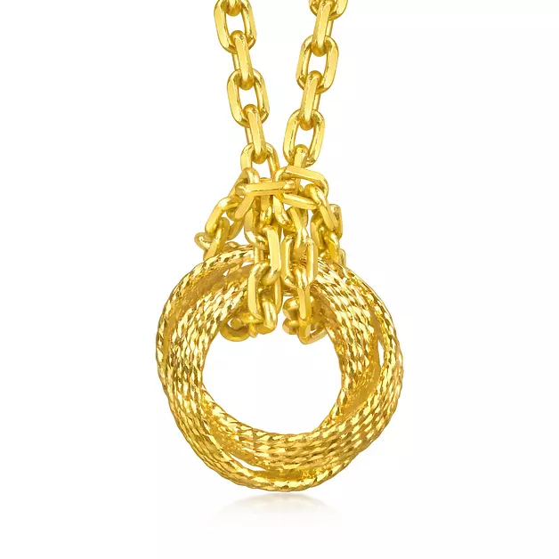 CHOW SANG SANG 999 Gold Essence Rope-Textured Motif Pendant for Women & Men 95942P [Necklace not Included]