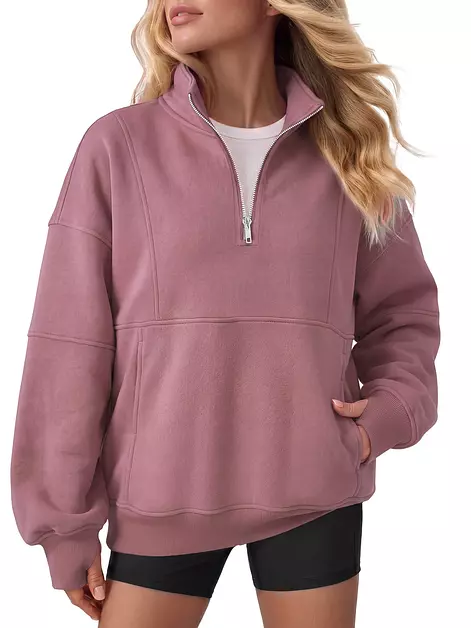 Chulianyouhuo Plus Size Sweatshirts for Women Quarter Zip Fleece Pullover