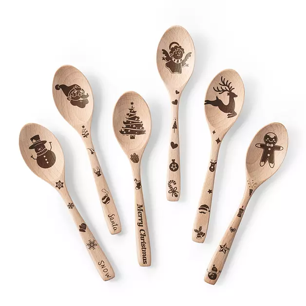 Hefild Small Wooden Spoons for Eating, 6-Piece Set, 7.3 Inch Serving Spoons