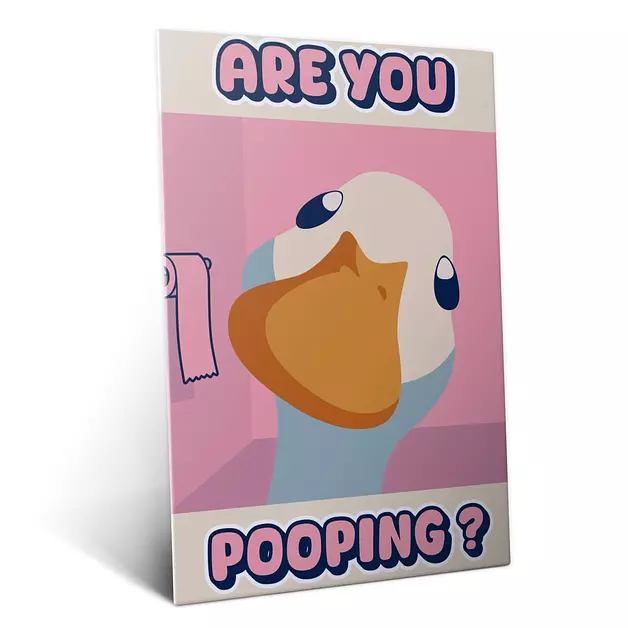 Displate Metal Poster Funny Bathroom Are You Pooping? Duck Bathroom Humor M