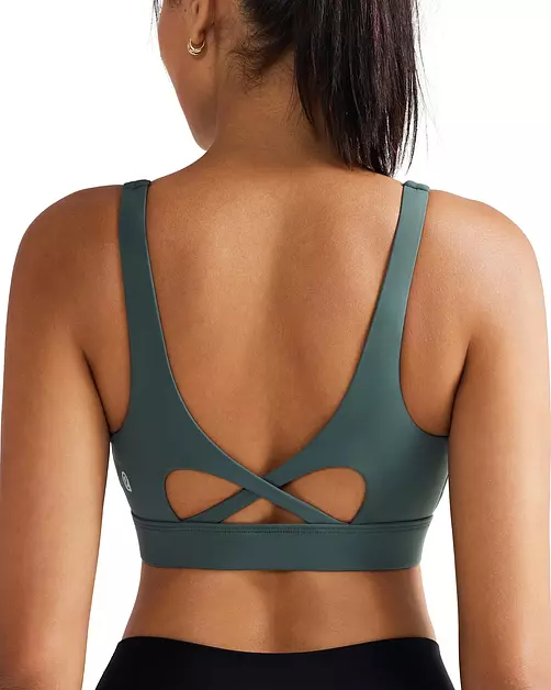 RUNNING GIRL Sports Bra for Women High Support, Molded Cup High Impact Sports Bras with Sewn in Pads Workout Running Bra(3128 Sage Green XL)
