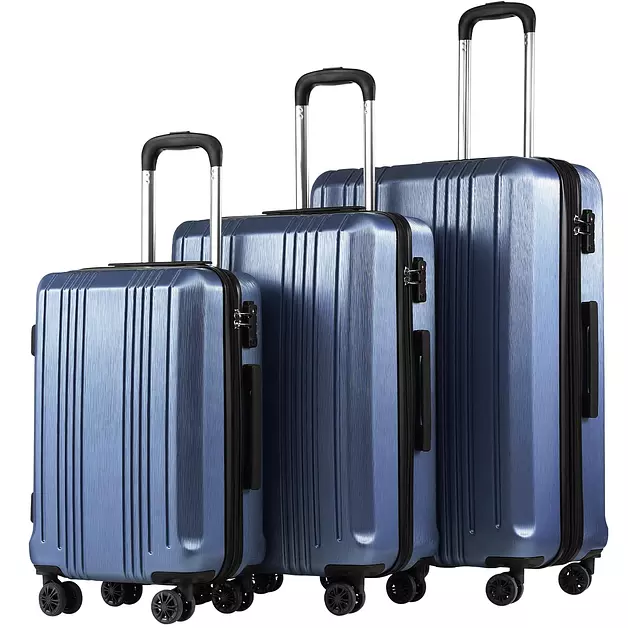 Coolife PC+ABS Hardshell Luggage, TSA Lock, Spinner Wheels, 3-Piece Set