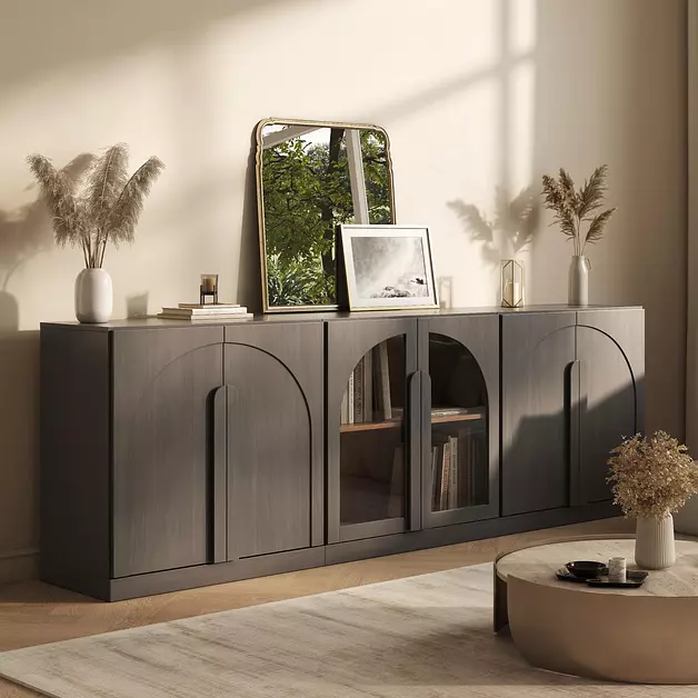 BELLEZE Bijou 3-Piece Modular Sideboard Buffet Cabinet - Ebony