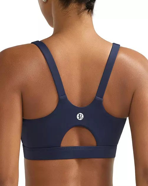 RUNNING GIRL Sports Bras for Women High Support, Molded Cup Running High Impact Sports Bra with Sewn in Pads(3026_Navy Blue_L)