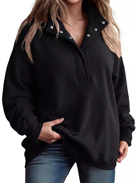 HDLTE Plus Size Sweatshirt for Women Oversized Henley Neck Pullover Outfits