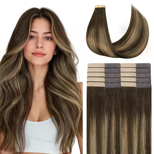 GOO GOO Tape in Hair Extensions Human Hair 10" 30g 20pcs #4/27/4