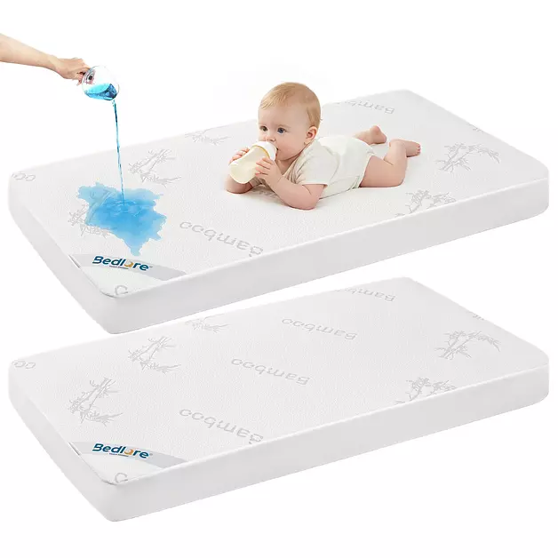 Waterproof Crib Mattress Protector 2 Pack Breathable Crib Mattress Cover