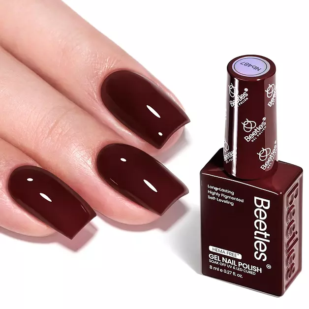 Beetles Dark Red Nail Polish, Merlot Wine, Burgundy Gel Nail Polish 8ML