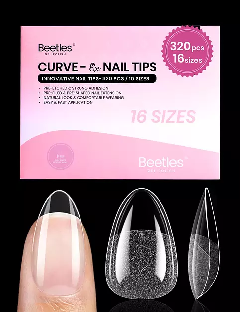 Beetles Gel Nail Tips Curve-EX - Almond Short, 320pcs 16 Sizes