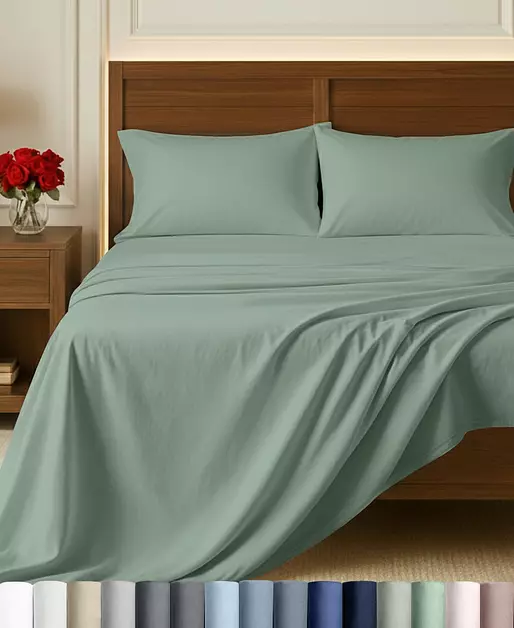 California Design Den 100% Egyptian Cotton Full Size Sheet Sets, Mint Green