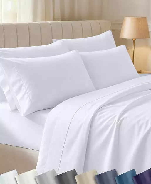 California Design Den 100% Cotton Sateen Queen Bedding Sheets Set, White