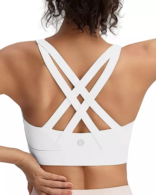 RUNNING GIRL White Sports Bras for Women,Crisscross Back High Support Sports Bra with Molded Cups(3080_White_XL)