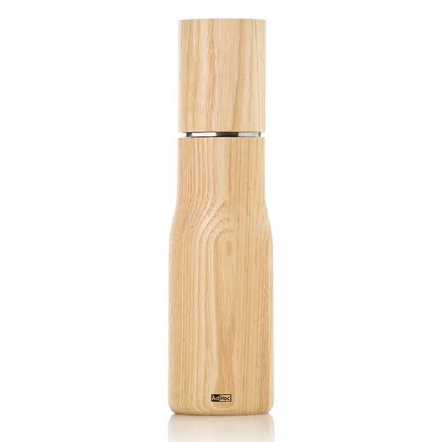 AdHoc Levo Salt or Pepper Mill, Ash Wood & Stainless Steel, 10.6"
