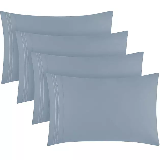 Mellanni Iconic Pillowcases Set of 4 (King, Blue Hydrangea)