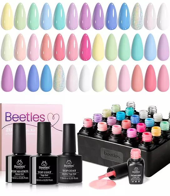 Beetles Gel Nail Polish Set, 23 PCS 20 Colors Pastel Macaron Gel Polish Kit