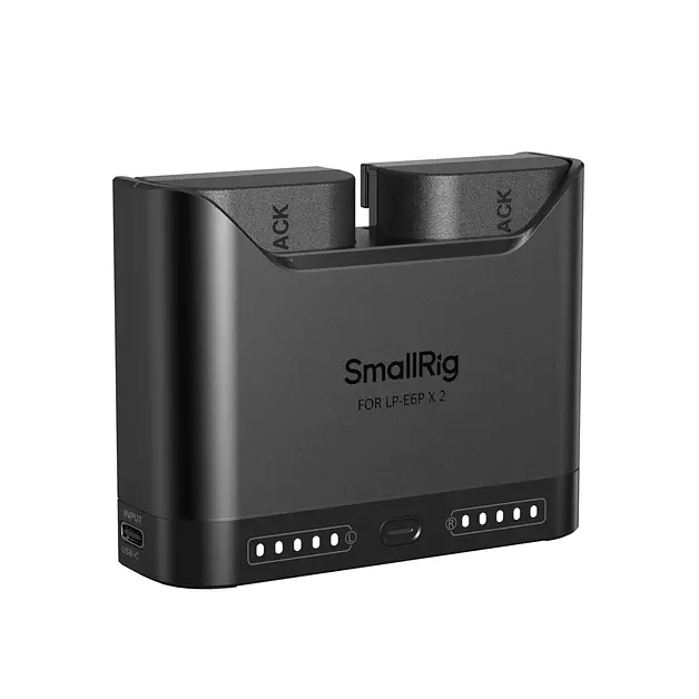 SMALLRIG LP-E6P Battery Set for Canon, Real 2520mAh, 2.5H 22.5W Dual Slot
