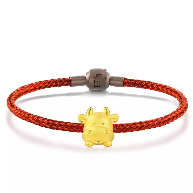 CHOW SANG SANG 999 24K Gold Charme 'Cute & Pets' Ox Charm Bracelet for Women 91989C