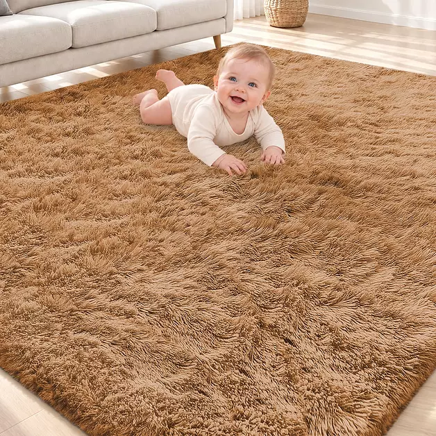 Smiry Area Rugs for Living Room Bedroom 4x5.9 ft, Fluffy Washable Carpet