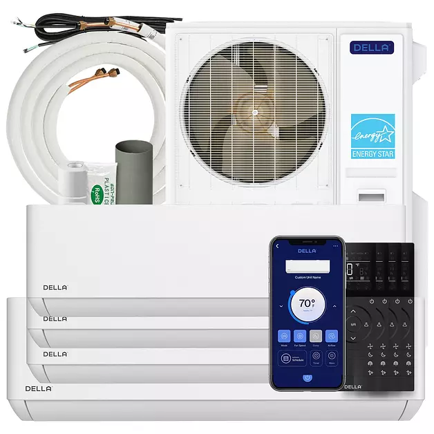 DELLA 55K BTU 4 Zone (3x12K+23K) Mini Split AC,22.5 SEER2,16ft Kits