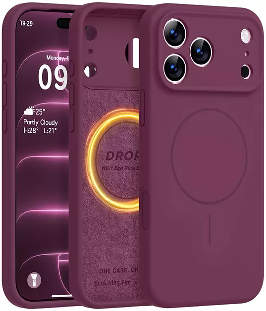 Vooii Magnetic for iPhone 18 Pro Max Case 6.9" Silicone, Burgundy