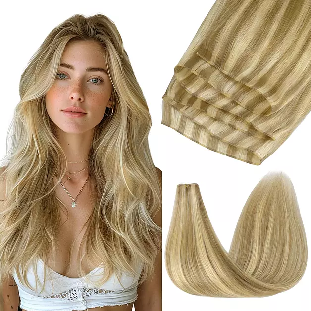 GOO GOO Genius Weft Hair Extensions Human Hair Invisible Blend Flat Weft