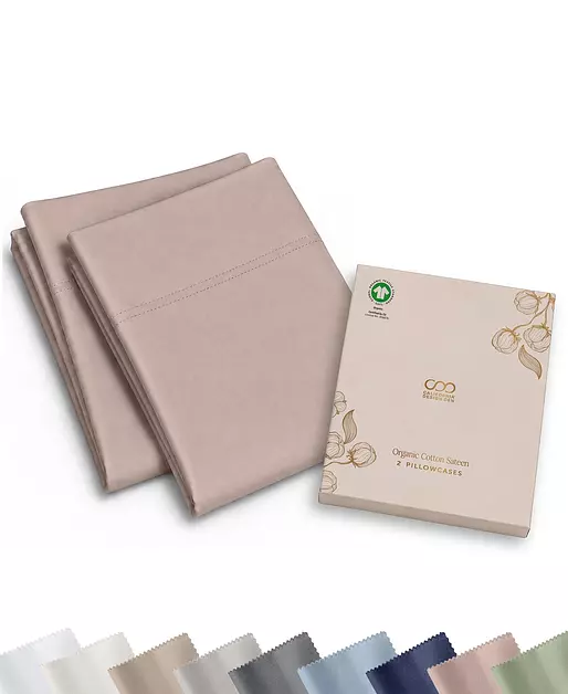 California Design Den 100% Organic Cotton King Pillow Case, Dusty Rose