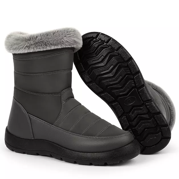 Goldnut Waterproof Winter Snow Mid Calf Boots for Women Zipper Gray 8.5
