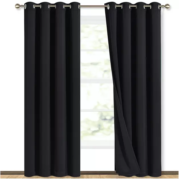 NICETOWN Black Full Blackout Curtains for Dining Room 52"W x 84"L 2 Panels