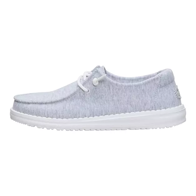 HEYDUDE Women's Wendy Stretch Jersey Light Grey Size 9 | Slip-On Loafers, Lightweight Casual Shoes, Comfortable Walking Sneakers