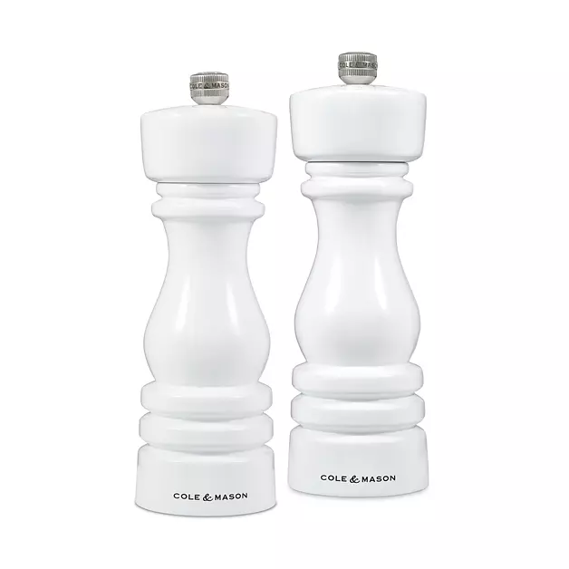 Cole & Mason London Salt & Pepper Mill Gift Set, 7'', White Gloss