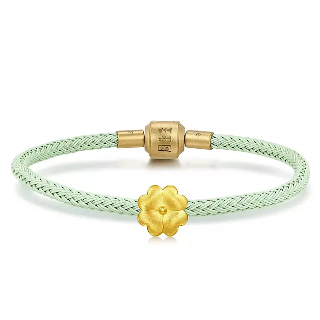 CHOW SANG SANG 999 Gold Charme Four-leaf clover Charm Bracelet for Women & Men 17cm 96354C