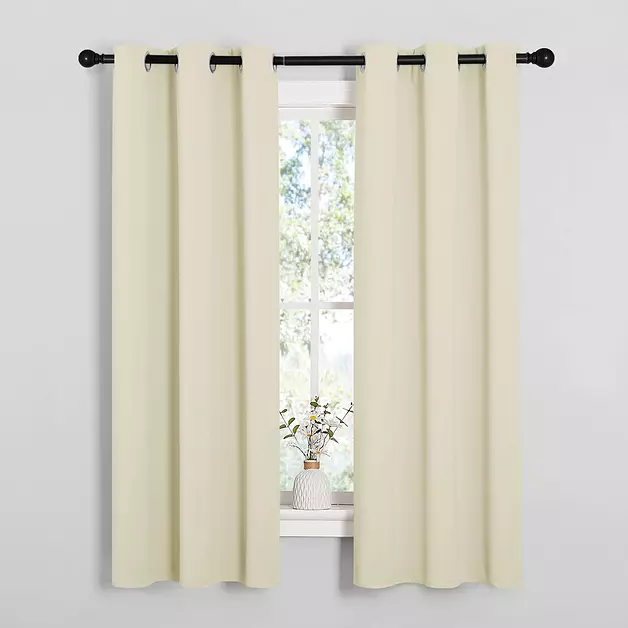 NICETOWN Kitchen Curtains, Short Curtains, 1 Pair, 34" x 63", Beige