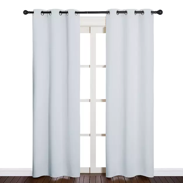 NICETOWN Room Darkening Curtains, 2 Panels, 34 by 84-inch, Greyish White