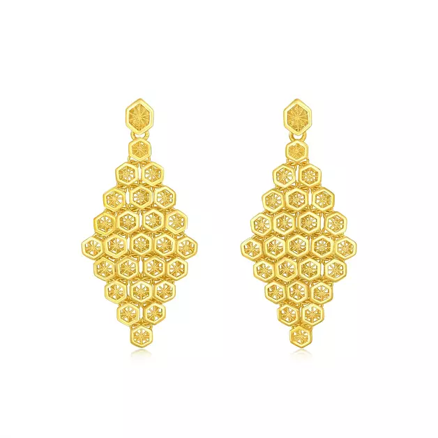 CHOW SANG SANG 999.9 24K Pure Gold Earrings Price-by-Weight 5.61g