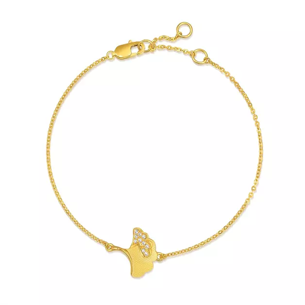 CHOW SANG SANG Essence 999 24K Gold Ginkgo Leaf Bracelet for Women 94561B | 7 Inches, (18 CM)