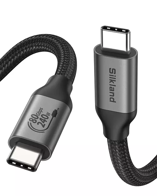 Silkland 80Gbps USB4 for Thunderbolt 5 Cable 3.3FT, 120Gbps Bandwidth, 240W