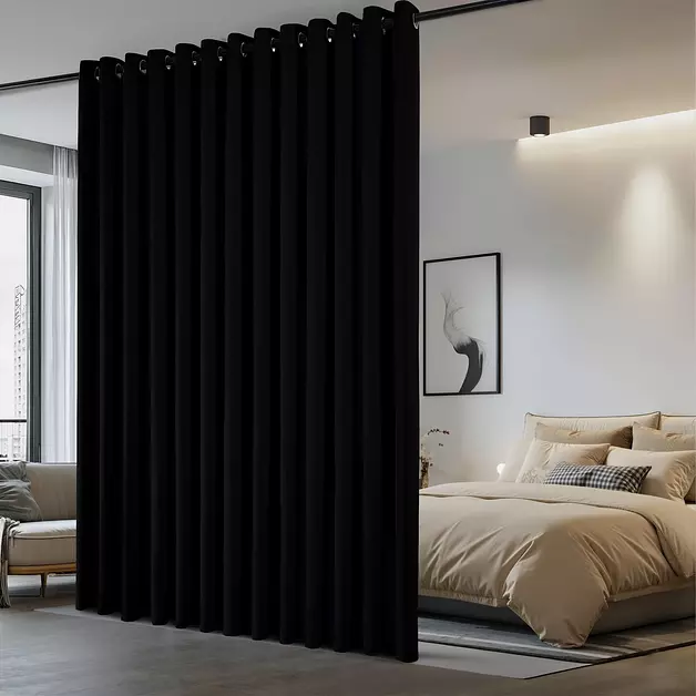 NICETOWN Black Room Divider Curtain for Doorway 7' Tall x 8.3' Wide 1 Panel