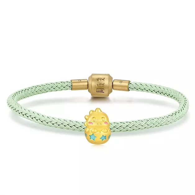 CHOW SANG SANG 999 24K Gold Charme Mini Cute Dinosaur Baby Charm Bracelet for Women 93494C