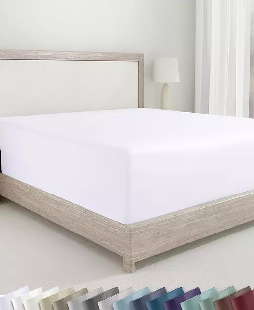 California Design Den Soft 100% Cotton Sateen Twin XL Fitted Sheet, White