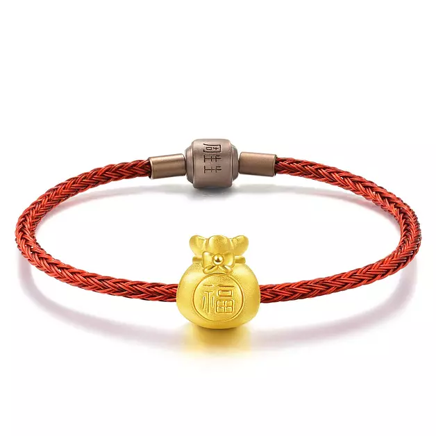 CHOW SANG SANG 999 24K Gold Charme Fortune Bag Charm Red Blessing Bracelet for Women 89197C (19)