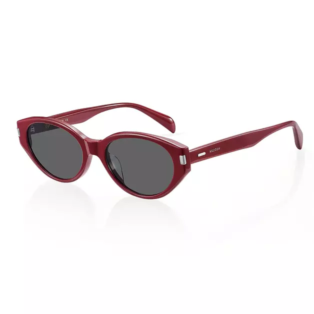 MUJOSH Vintage Polarized Cat-Eye Sunglasses for Women UV Protection, Exclusive Eyewear Brand of EssilorLuxottica, Lvory Red/Pure Gray 1600